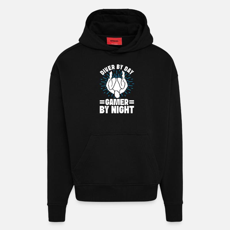 Diving diving board - Hoodie- made by SPREAD  - SOLID BLACK