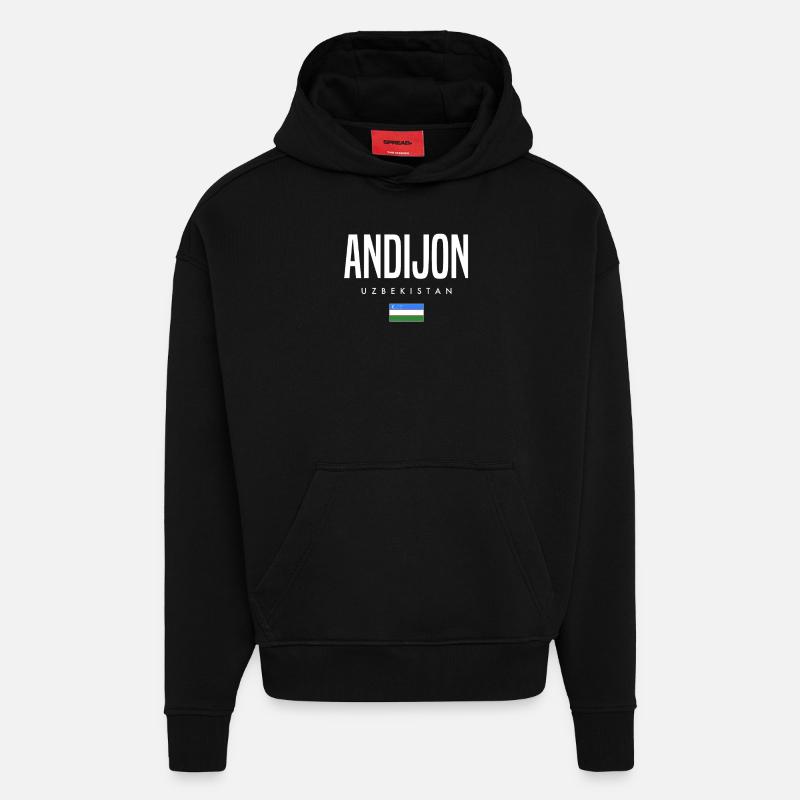 Andijon, Ouzbékistan - Sweat à capuche bio épais oversize fabriqué en UE - SOLID BLACK