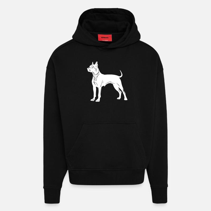 Silhouette de chien de fosse - Sweat à capuche bio épais oversize fabriqué en UE - SOLID BLACK