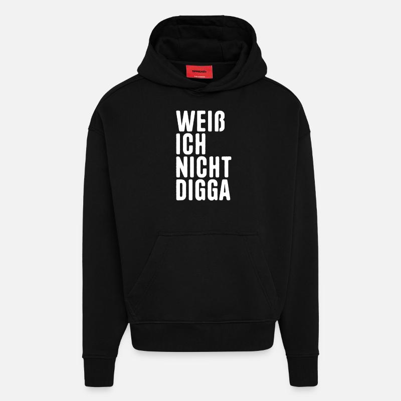 Je ne connais pas Digga - Sweat à capuche bio épais oversize fabriqué en UE - SOLID BLACK