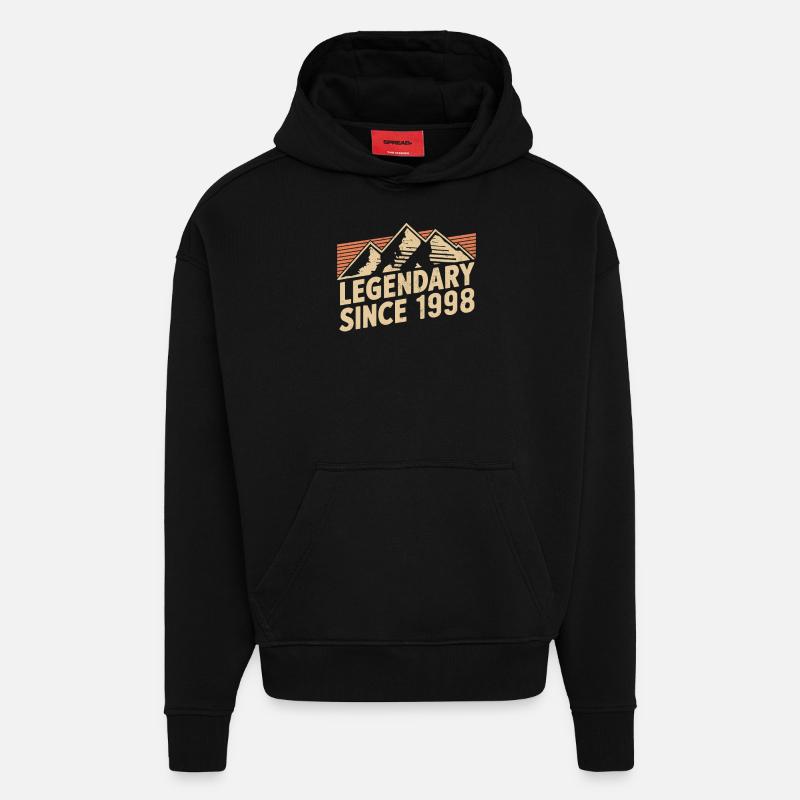Légendaire depuis 1998 Anniversaire - Sweat à capuche bio épais oversize fabriqué en UE - SOLID BLACK