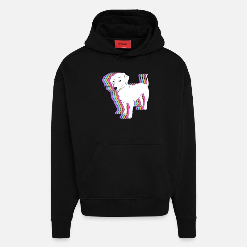Redbone Coonhound - Sweat à capuche bio épais oversize fabriqué en UE - SOLID BLACK
