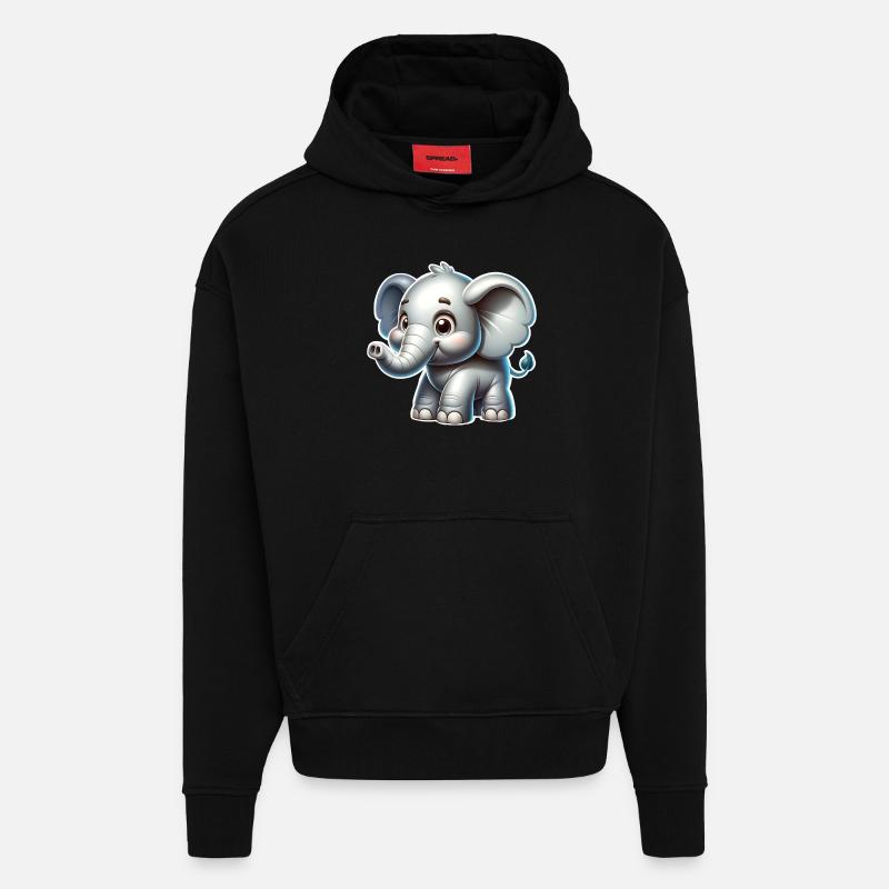 Éléphant - Sweat à capuche bio épais oversize fabriqué en UE - SOLID BLACK