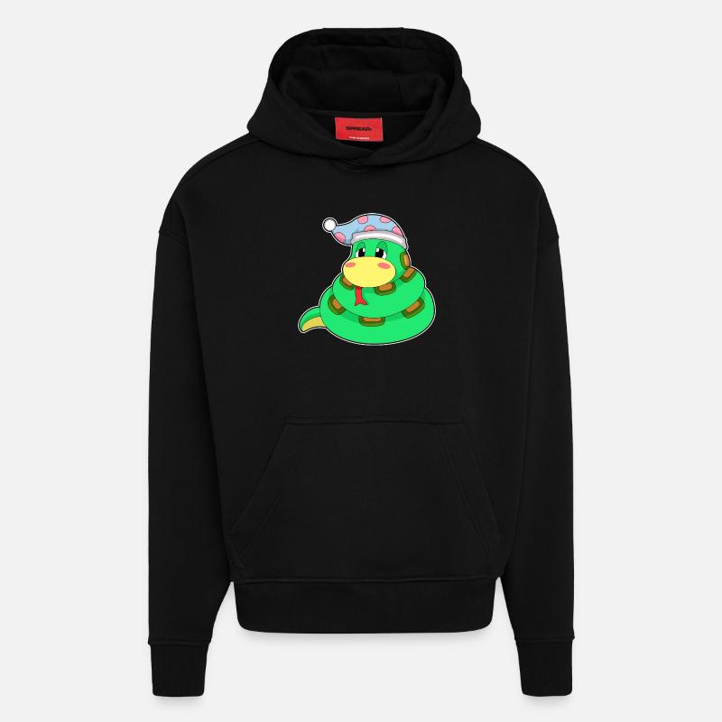 Snake Sleeping Nightcap - Hoodie- made by SPREAD - SOLID BLACK