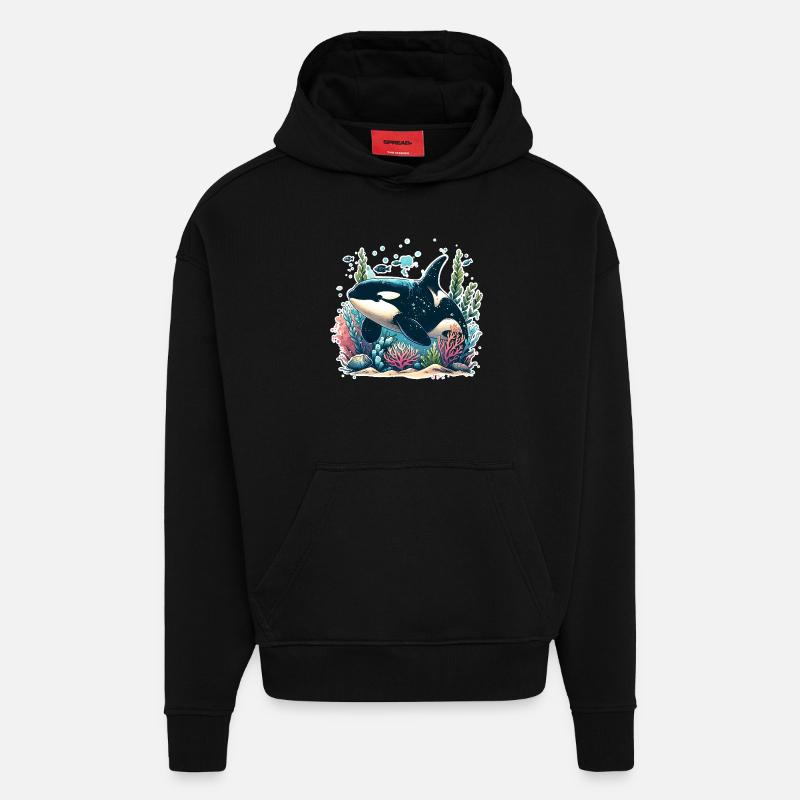 Orca Killer Whale - Hoodie- made by SPREAD  - SOLID BLACK