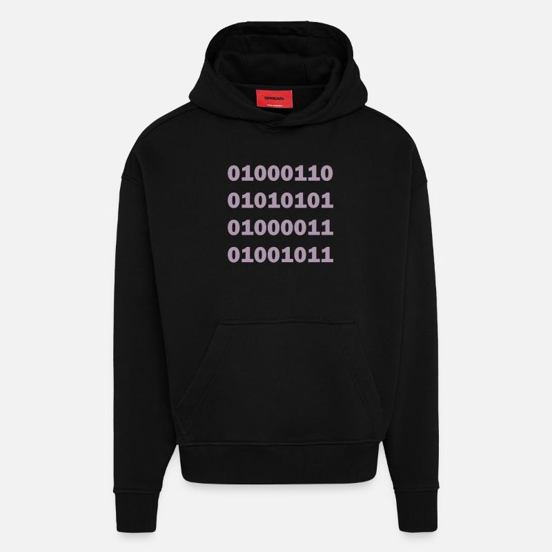 Code binaire Fuck - Sweat à capuche bio épais oversize fabriqué en UE - SOLID BLACK