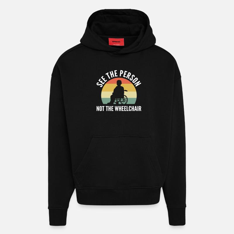 Fauteuil roulant - Sweat à capuche bio épais oversize fabriqué en UE - SOLID BLACK