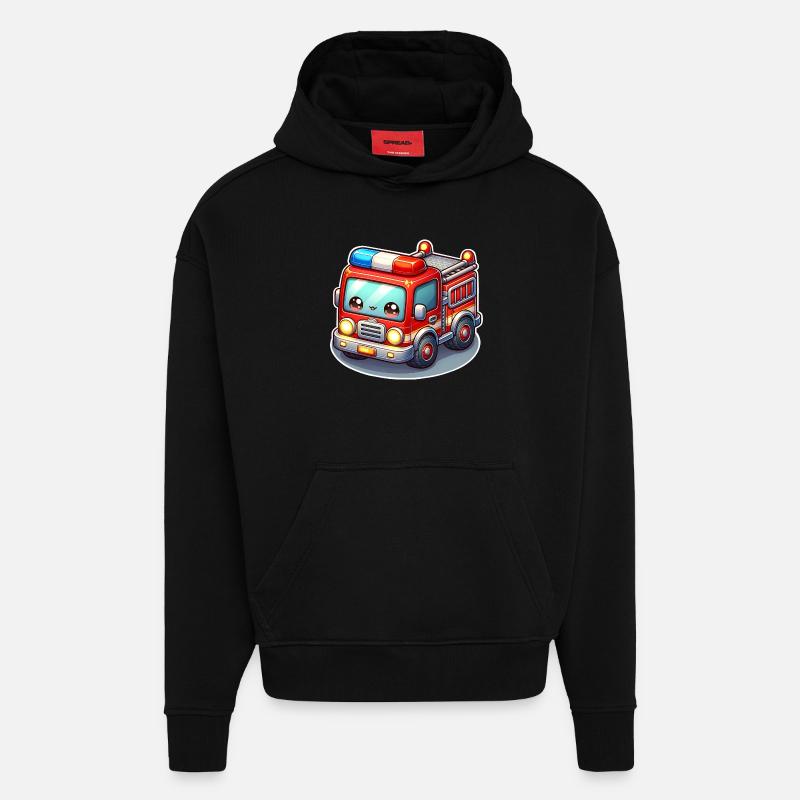 Pompiers avec visage d’enfants - Sweat à capuche bio épais oversize fabriqué en UE - SOLID BLACK