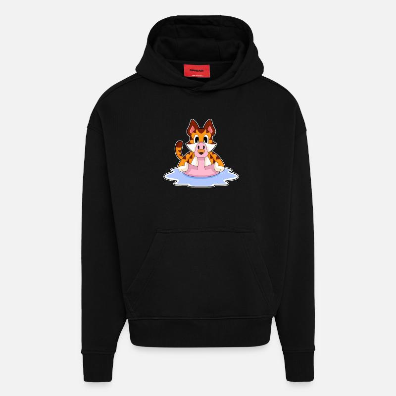 Flamant rose tigré - Sweat à capuche bio épais oversize fabriqué en UE - SOLID BLACK