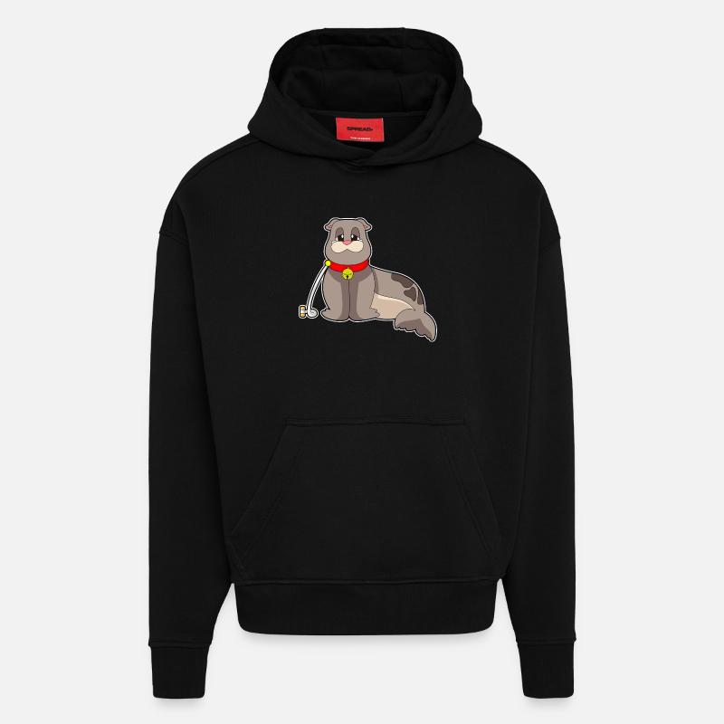 Collier de sceau - Sweat à capuche bio épais oversize fabriqué en UE - SOLID BLACK