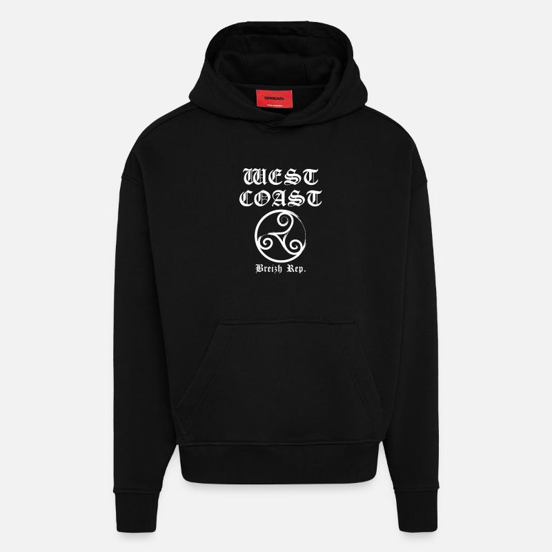 westcoast Breizh blanc - Sweat à capuche bio épais oversize fabriqué en UE - SOLID BLACK
