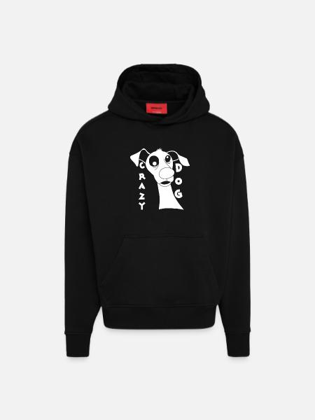 Mad Dog in White - Hoodie- made by SPREAD - SOLID BLACK