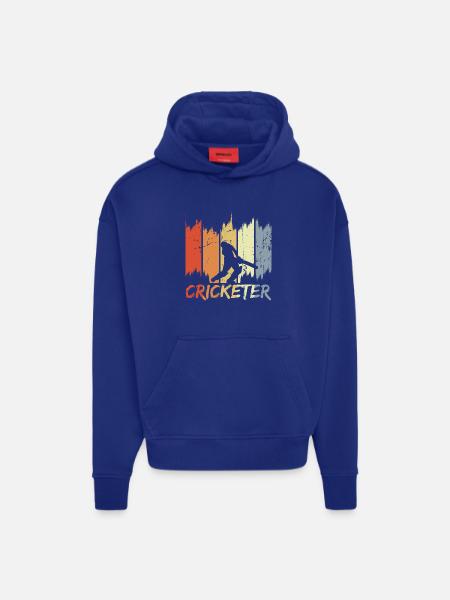 Retro Cricketer - Hoodie- made by SPREAD  - SOLID BLACK
