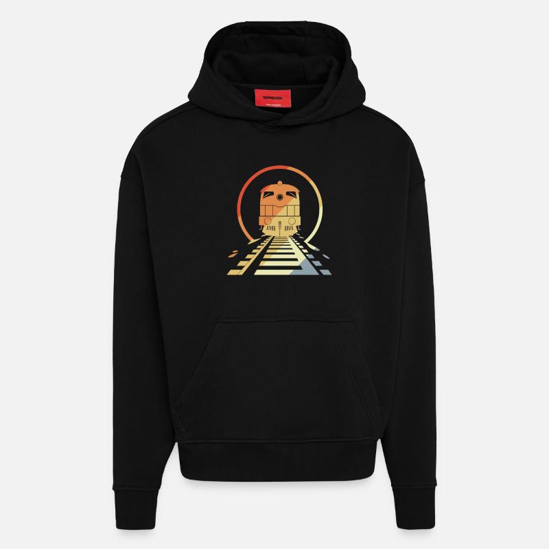 Retro Eisenbahn - Hoodie- made by SPREAD  - SOLID BLACK