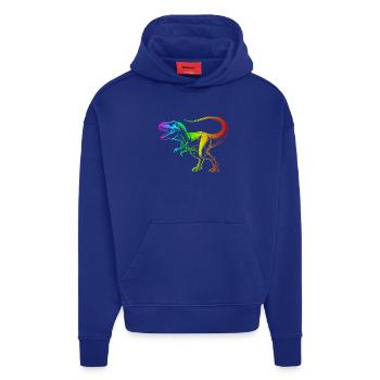 Tyrannosaurus Rex Dinosaurier, Regenbogen T-Rex - Hoodie- made by SPREAD  - Iconic Blue - Vorne