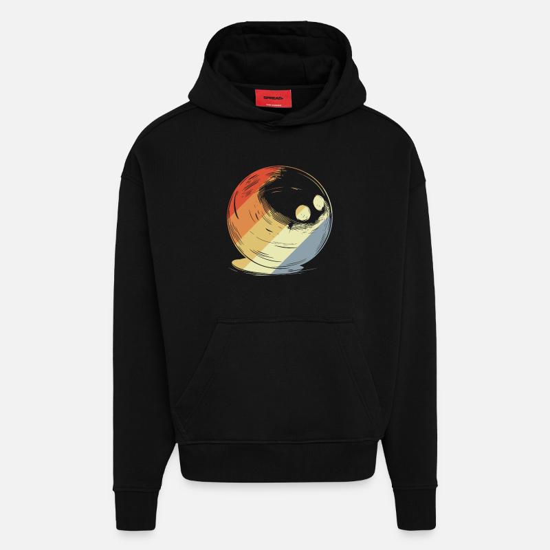 Boule de bowling à l’ancienne - Sweat à capuche bio épais oversize fabriqué en UE - SOLID BLACK