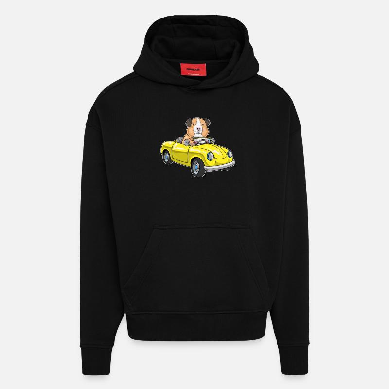 Voiture cochon d’Inde - Sweat à capuche bio épais oversize fabriqué en UE - SOLID BLACK