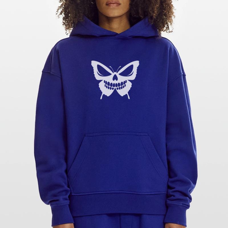 Conception complexe de crâne de papillon Sweat à capuche bio épais oversize fabriqué en UE