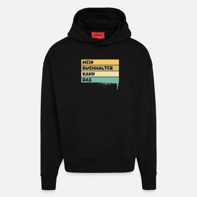 Profession : Comptable - Sweat à capuche bio épais oversize fabriqué en UE - SOLID BLACK