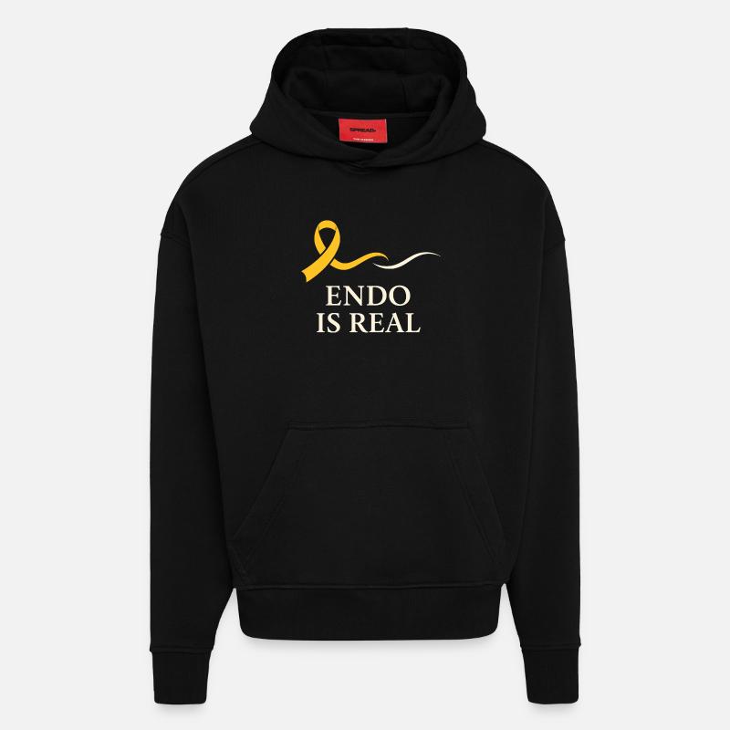 Sensibilisation à l’endométriose Guerrier de l’endo - Sweat à capuche bio épais oversize fabriqué en UE - SOLID BLACK