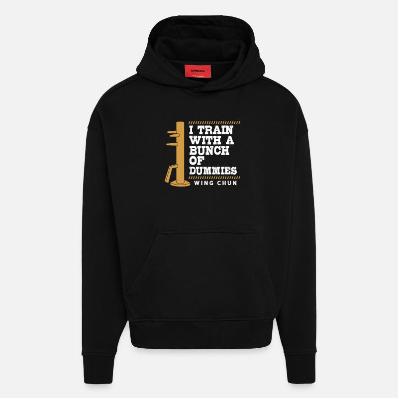Wing Chun - Sweat à capuche bio épais oversize fabriqué en UE - SOLID BLACK