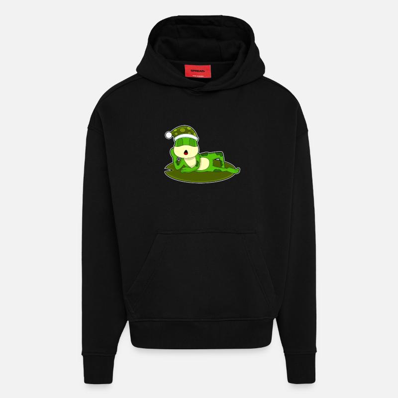 Grenouille Sleeping Nightcap - Sweat à capuche bio épais oversize fabriqué en UE - SOLID BLACK