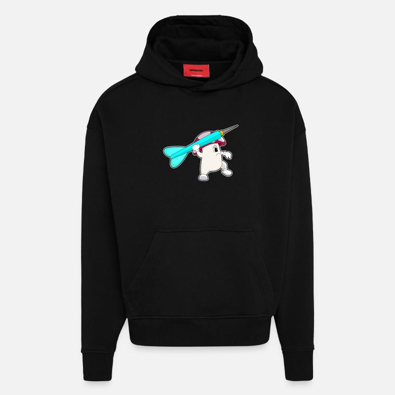 Fléchette aux champignons - Sweat à capuche bio épais oversize fabriqué en UE - SOLID BLACK