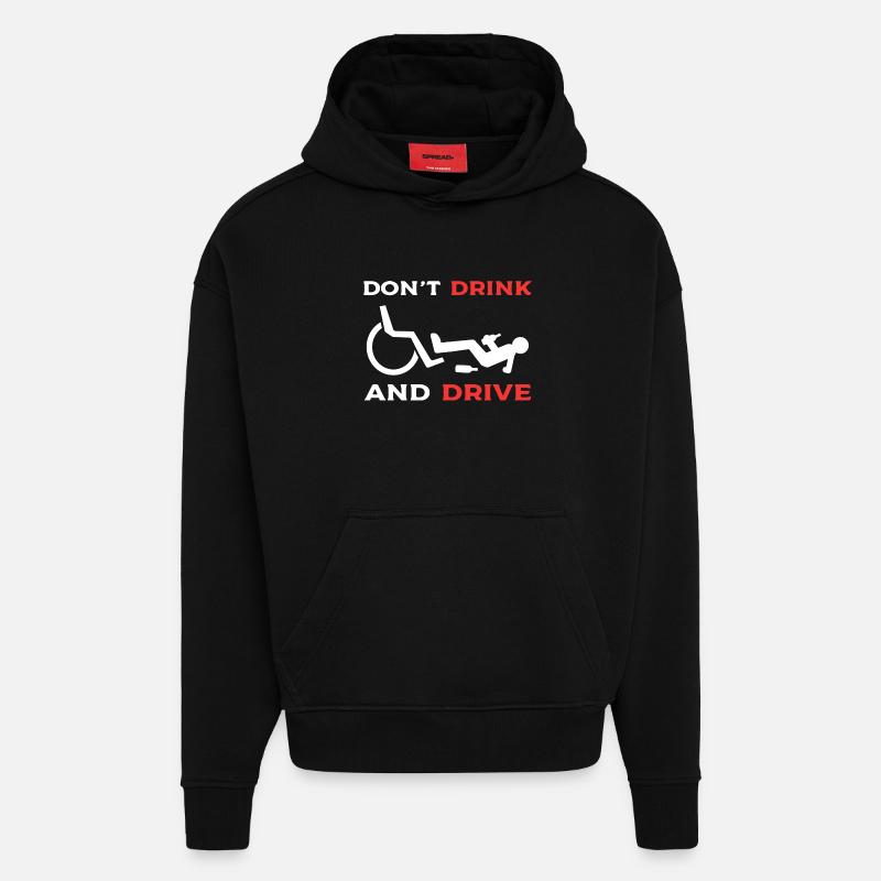 Fauteuil roulant - Sweat à capuche bio épais oversize fabriqué en UE - SOLID BLACK