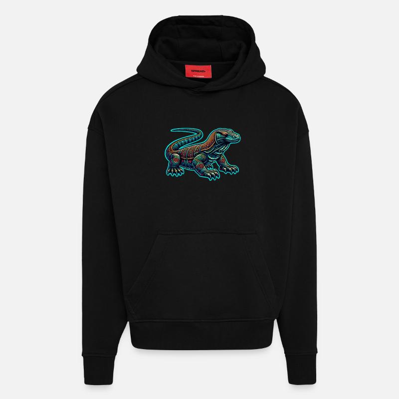 Komodo Dragon - Sweat à capuche bio épais oversize fabriqué en UE - SOLID BLACK