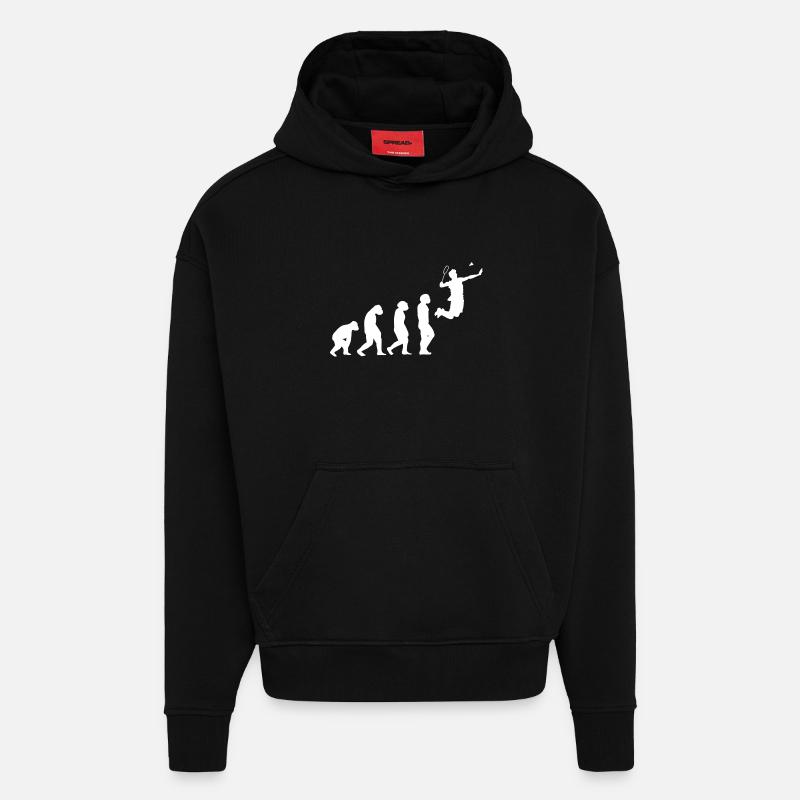 Federball Evolution Badminton - Sweat à capuche bio épais oversize fabriqué en UE - SOLID BLACK