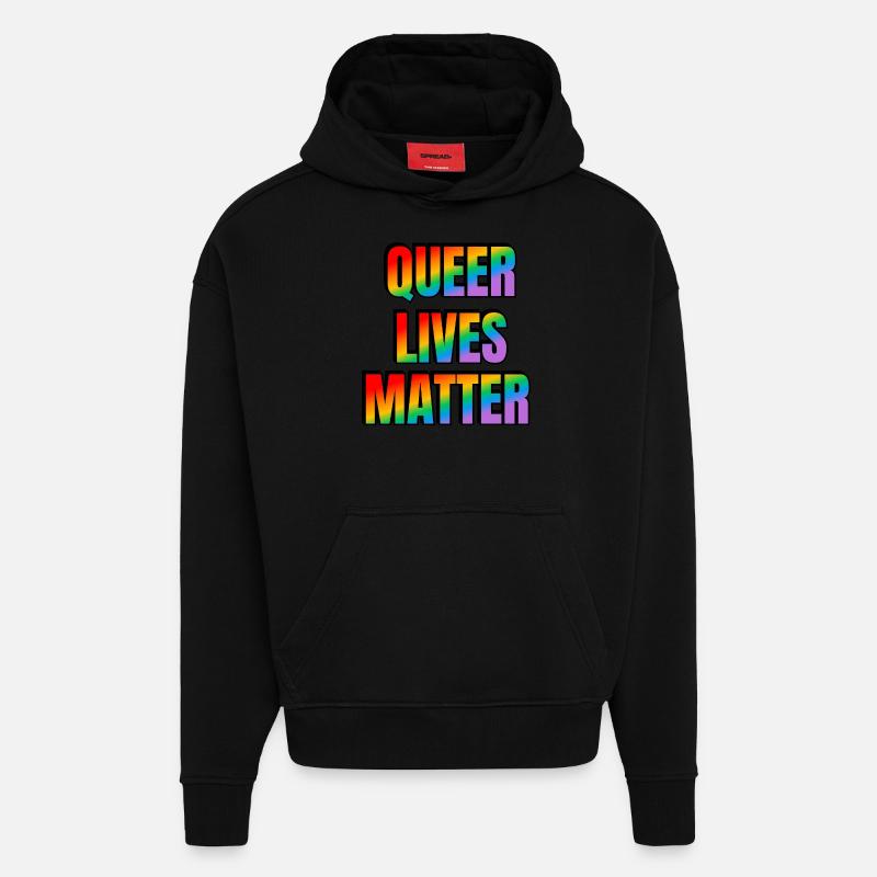Les vies queer comptent - Sweat à capuche bio épais oversize fabriqué en UE - SOLID BLACK