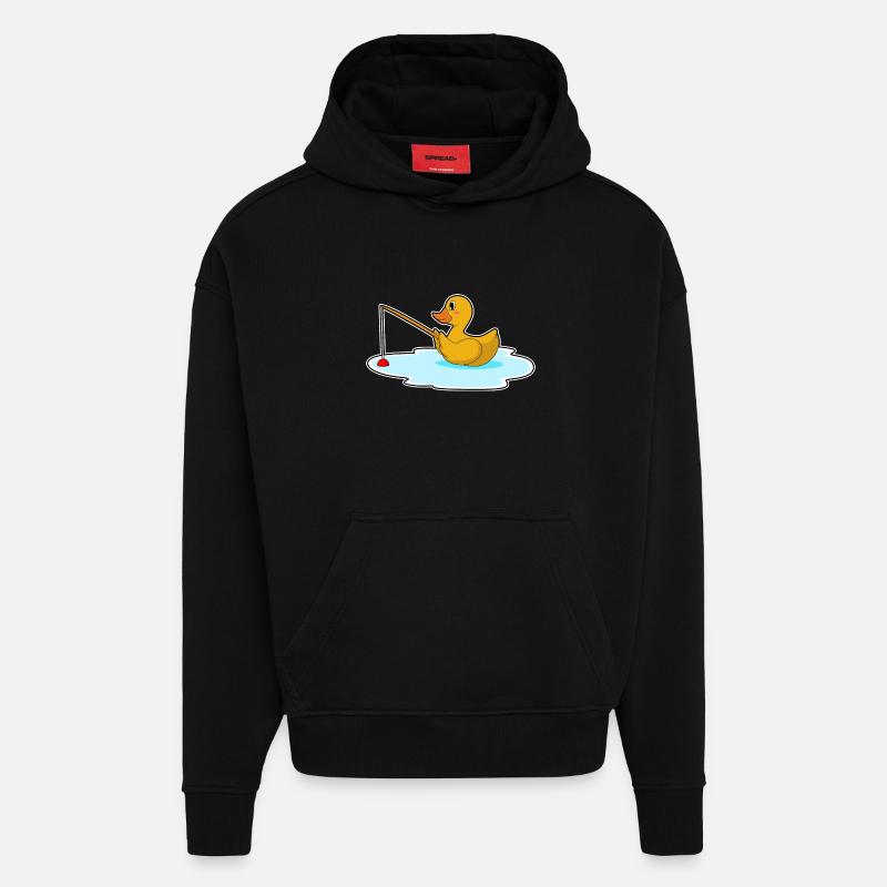 Ange pêcheur de canard - Sweat à capuche bio épais oversize fabriqué en UE - SOLID BLACK