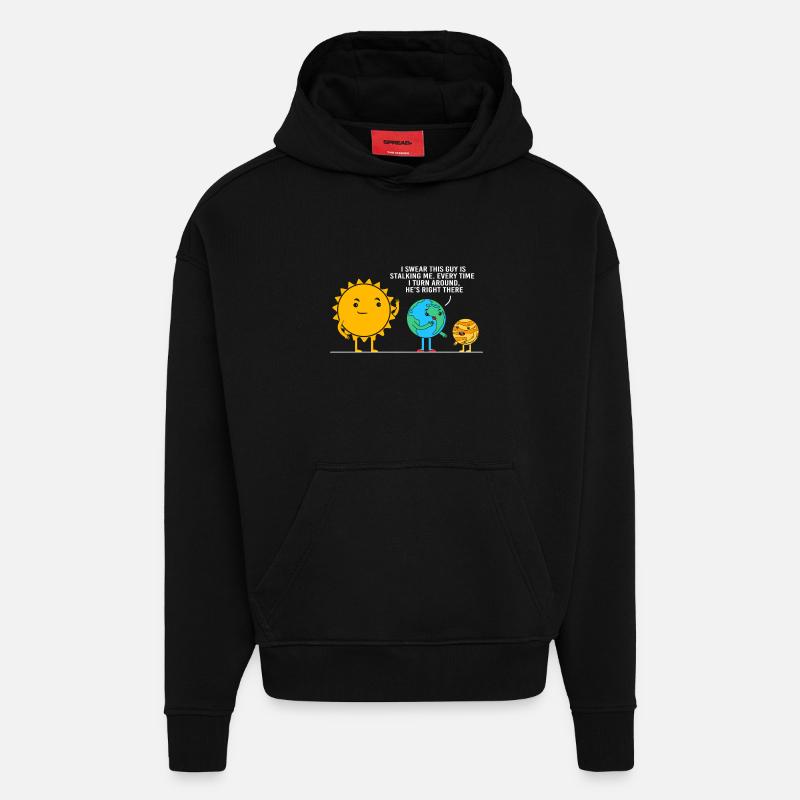 Univers du système solaire - Sweat à capuche bio épais oversize fabriqué en UE - SOLID BLACK