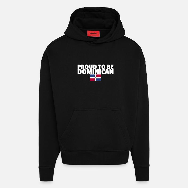 Fier d’être Drapeau Dominicain - Sweat à capuche bio épais oversize fabriqué en UE - SOLID BLACK
