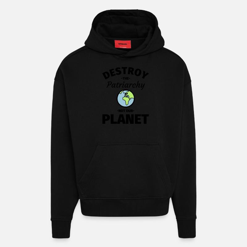 Féminisme féministe - Sweat à capuche bio épais oversize fabriqué en UE - SOLID BLACK