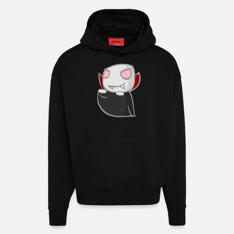 vampire - Sweat à capuche bio épais oversize fabriqué en UE - SOLID BLACK