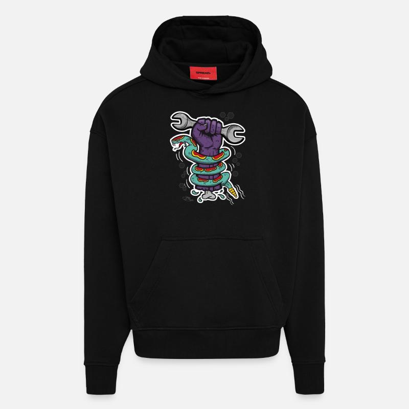 zombie garage - Sweat à capuche bio épais oversize fabriqué en UE - SOLID BLACK