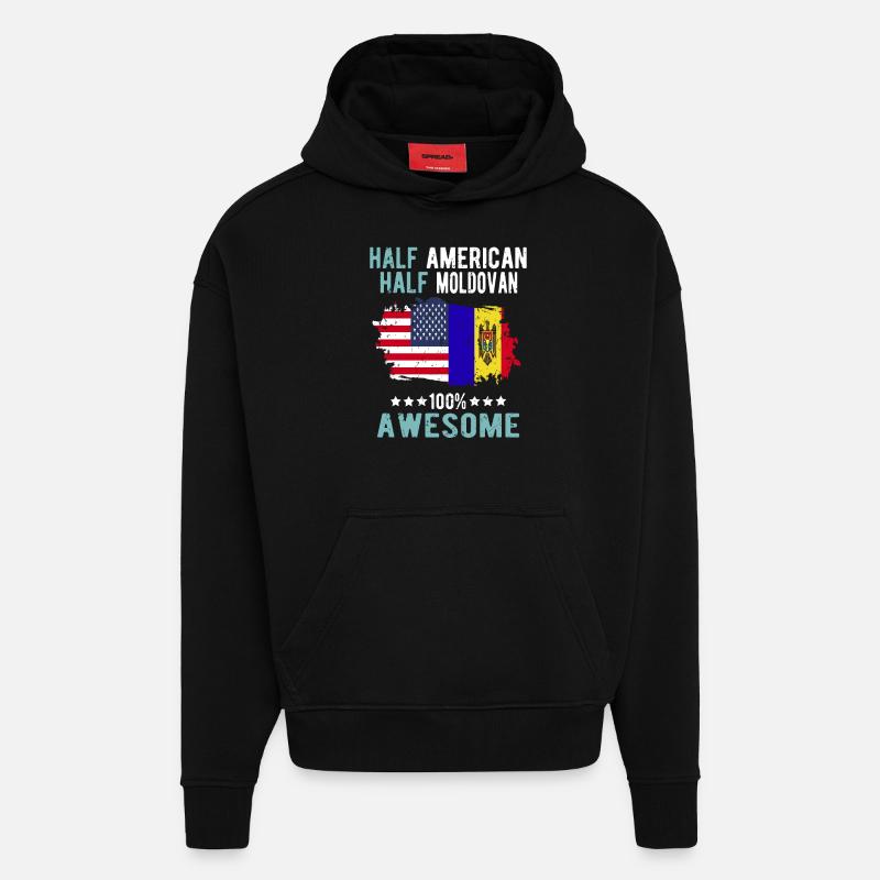 Half American Half Moldovan - Hoodie- made by SPREAD - SOLID BLACK