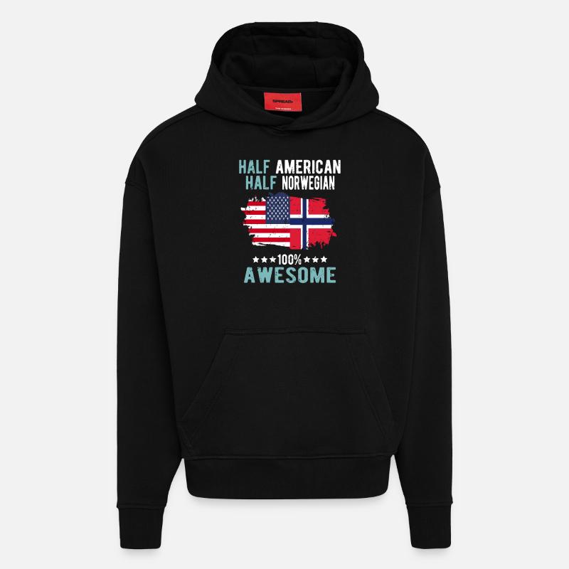 Moitié américain moitié norvégien - Sweat à capuche bio épais oversize fabriqué en UE - SOLID BLACK