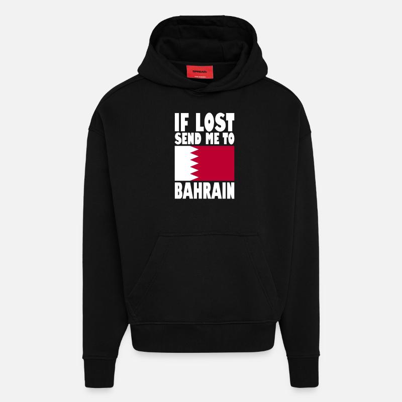 Drapeau de Bahreïn - Sweat à capuche bio épais oversize fabriqué en UE - SOLID BLACK