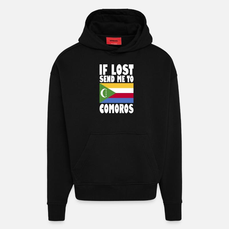 Le drapeau des Comores - Sweat à capuche bio épais oversize fabriqué en UE - SOLID BLACK