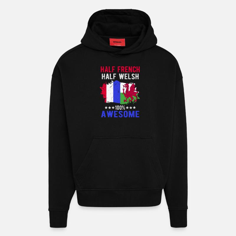 Halb Franzose Halb Waliser - Hoodie- made by SPREAD  - SOLID BLACK