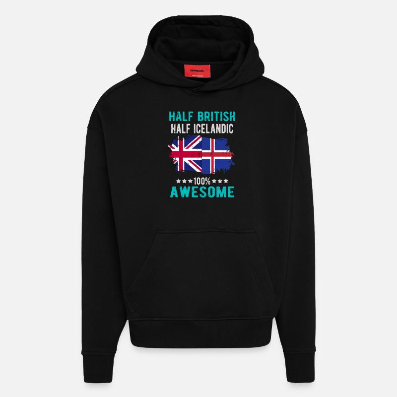 Halb Brite Halb Isländer - Hoodie- made by SPREAD  - SOLID BLACK
