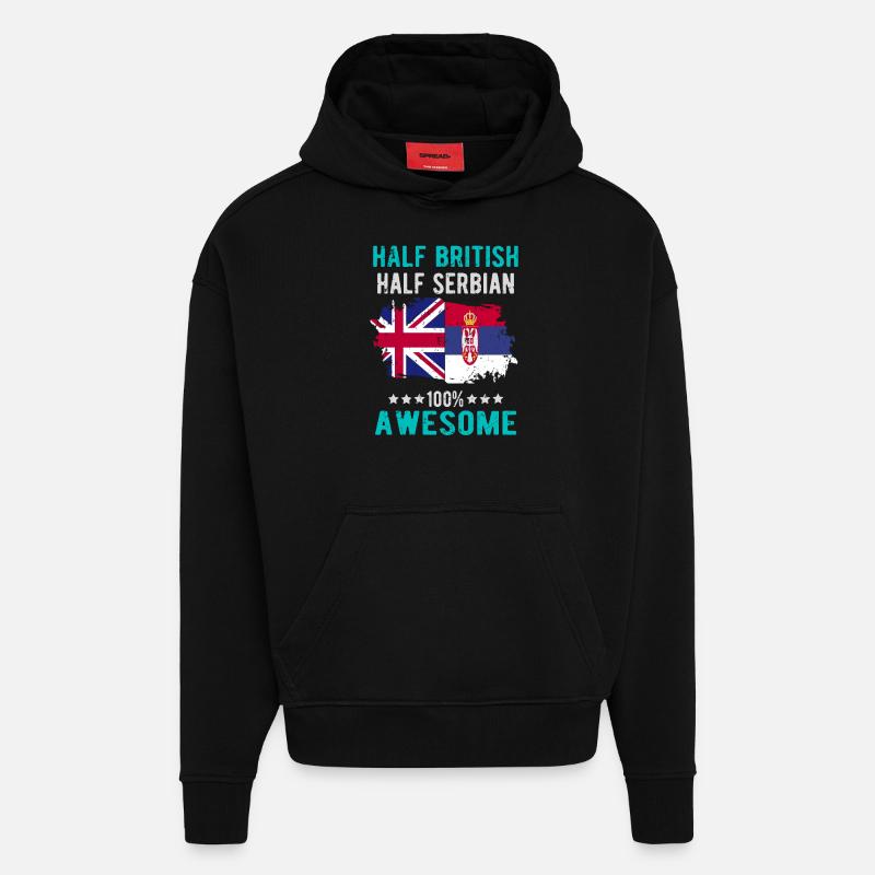 Halb Brite Halb Serbier - Hoodie- made by SPREAD  - SOLID BLACK