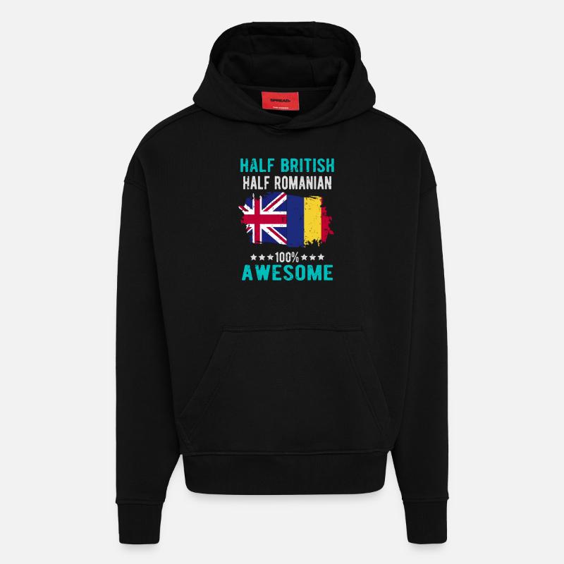 Halb Brite Halb Rumäne - Hoodie- made by SPREAD  - SOLID BLACK
