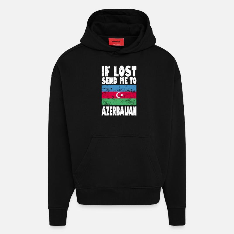 Drapeau de l’Azerbaïdjan - Sweat à capuche bio épais oversize fabriqué en UE - SOLID BLACK