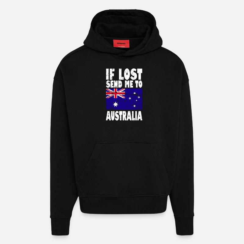 Drapeau de l’Australie - Sweat à capuche bio épais oversize fabriqué en UE - SOLID BLACK