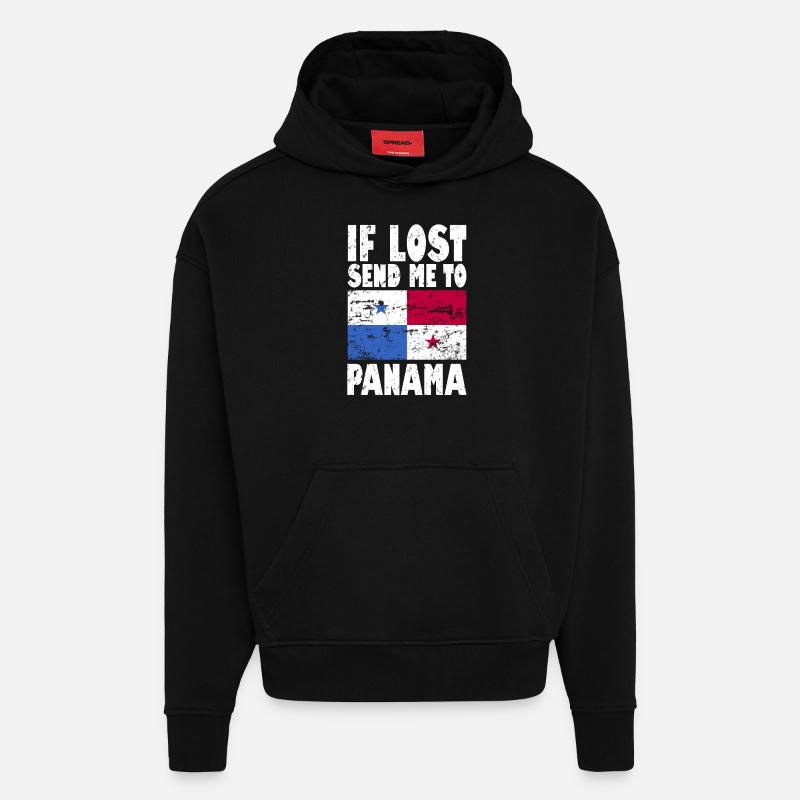 Drapeau du Panama - Sweat à capuche bio épais oversize fabriqué en UE - SOLID BLACK