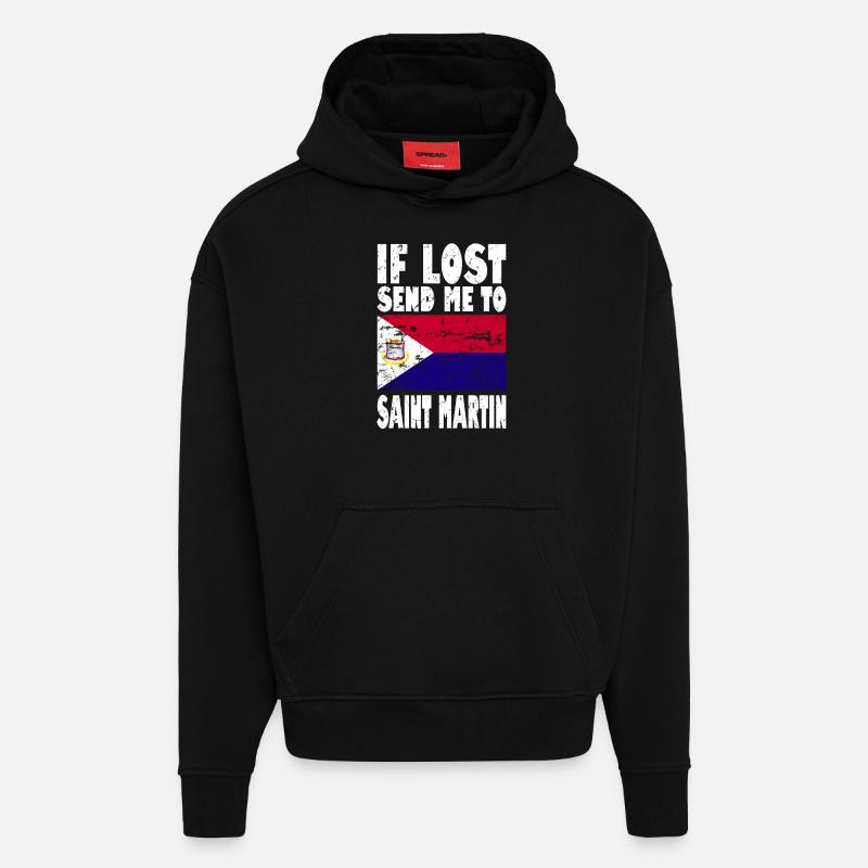 St. Martin Flagge Spruch - Hoodie- made by SPREAD - SOLID BLACK