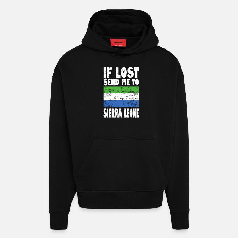 Drapeau de la Sierra Leone - Sweat à capuche bio épais oversize fabriqué en UE - SOLID BLACK